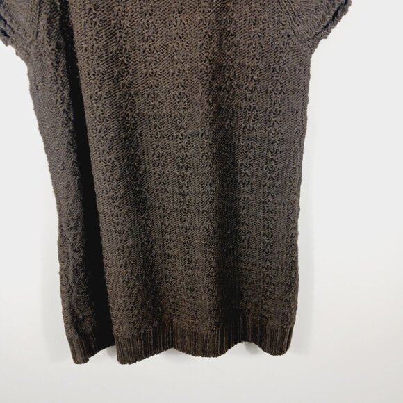 Motto, Deep Brown Long Cardigan, Short Puffy Sleeves W/ Ruffle,  Size Medium - Picture 8 of 13